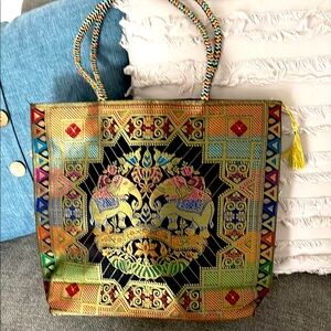 Colorful Embroidered Tote Bag